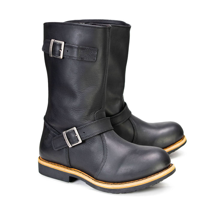 Antique Black Classic Engineer Motorcycle Riding Boots Men's