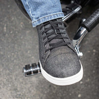 Men's Canvas Reinforced Motorcycle Casual Street Riding Shoes Black