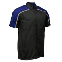 Men's Black and Blue Button Up Mechanic Shirt w/ Reflective Stripe