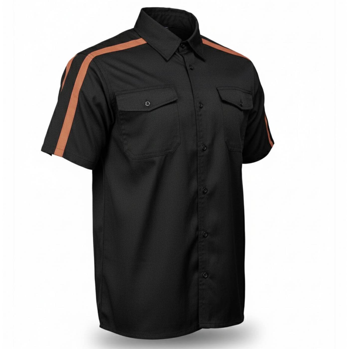Men's Black/Orange Track Mark Classic Mechanic Button Up Shirt