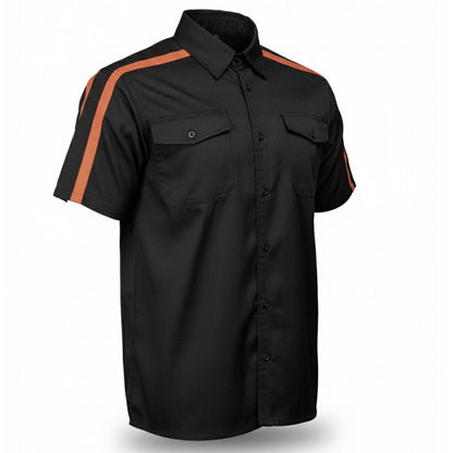 Men's Black/Orange Track Mark Classic Mechanic Button Up Shirt