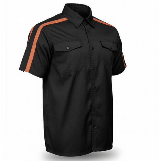 Men's Black/Orange Track Mark Classic Mechanic Button Up Shirt