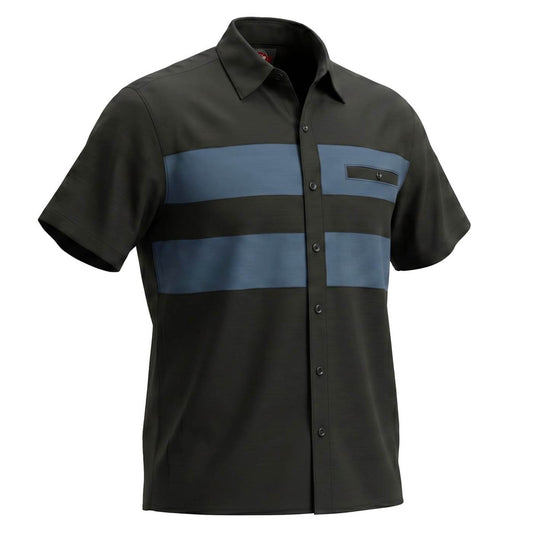 Men's Black/Blue Double Down Short Sleeve Mechanic Work Shirt 50/50 Cotton Poly
