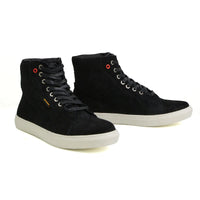 Men's Black Suede Reinforced Street Riding Waterproof Shoes with Ankle Support