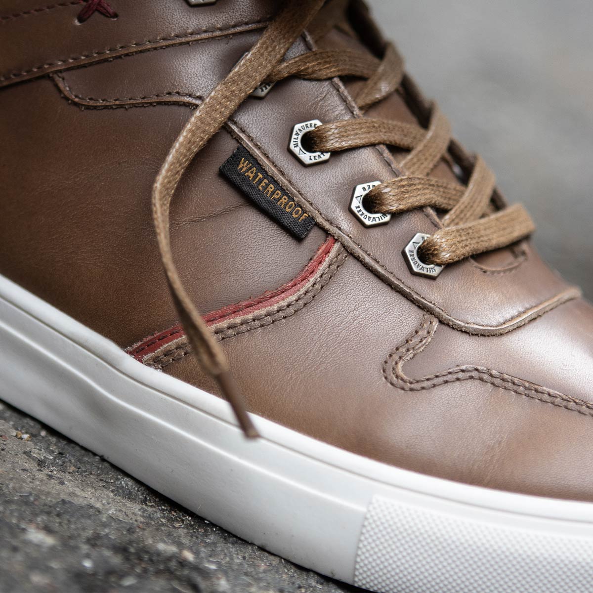 MBM9154 Men's High-Top Riding Shoes Waterproof Leather Cognac