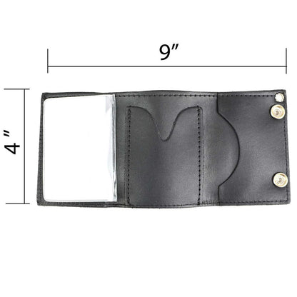 Men's 4” Leather “Flaming Eagle” Tri-Fold Wallet w/ Anti-Theft Stainless Steel Chain