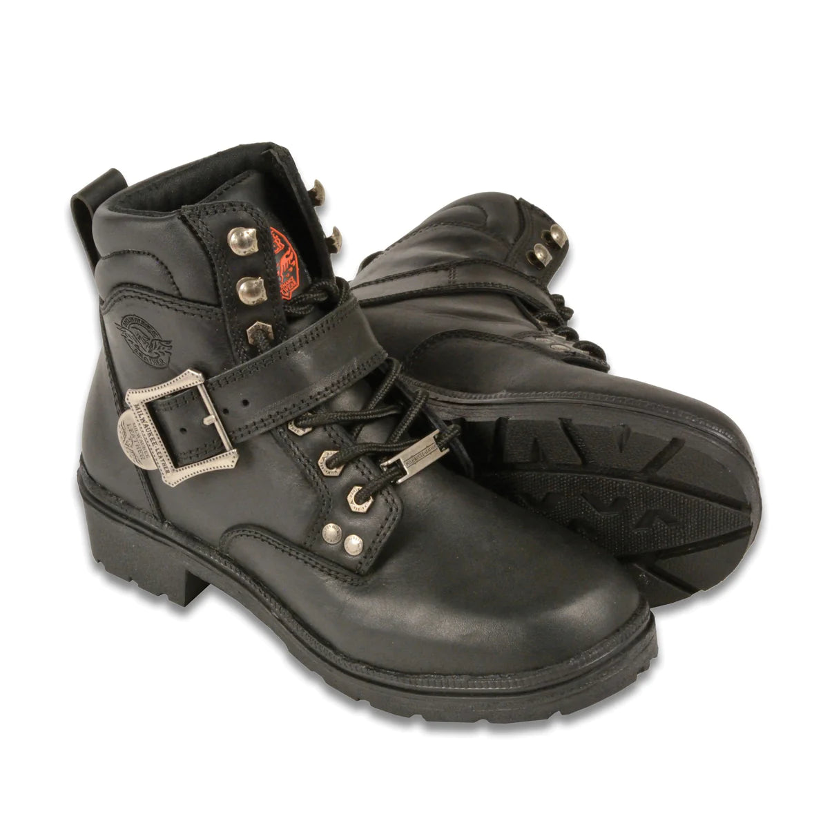 LADIES MOTORCYCLE SIDE BUCKLE PLAIN TOE BOOT