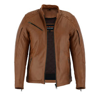 Ladies Brown Fringe and Rivet Leather Jacket