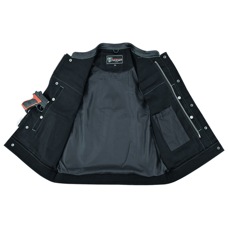 Biker Vest Leatherick SOA-Style Denim Concealed Carry Pockets