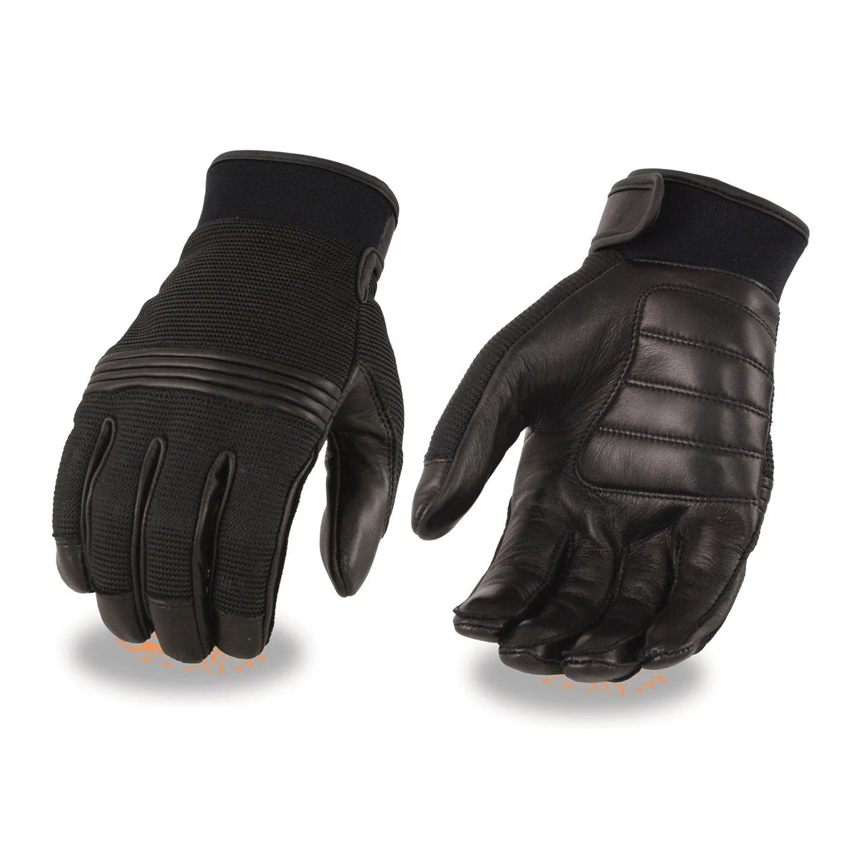 Men's Black Leather Mesh Gel Palm Motorcycle Hand Gloves W/ Rubberized Flex Knuckles 5.0 star rating 1 Review