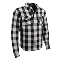 Men's Plaid Flannel Biker Shirt with CE Approved Armor - Reinforced w/ Aramid Fiber