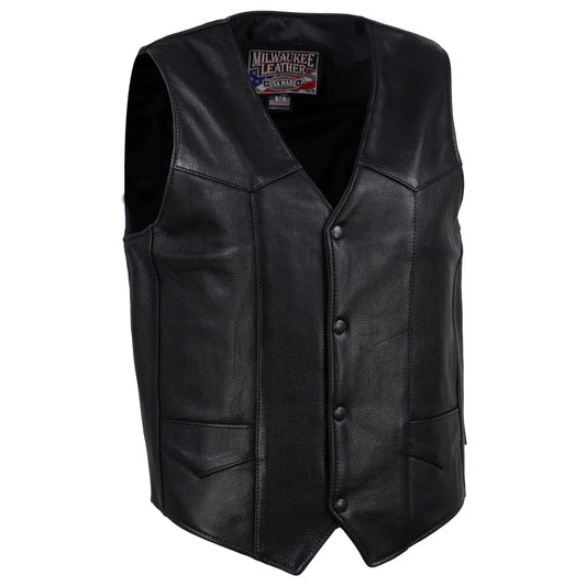Men's Black 'Classic Western' Premium Motorcycle Leather Vest