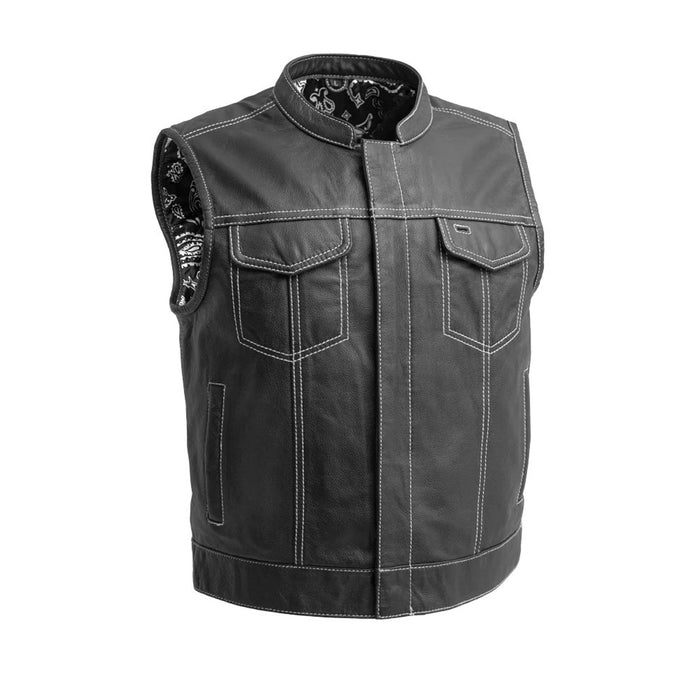 The Club Cut Men's Motorcycle Leather Vest, Multiple Color Options White