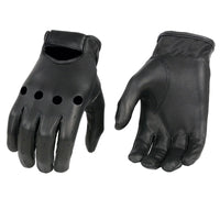 Men's Black Leather Unlined Classic Style Driving Gloves