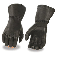 Men's Black Deerskin Leather Thermal Lined Gauntlet Gloves