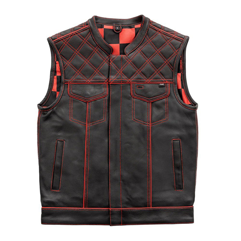 Finish Line - Red Checker - Men's Motorcycle Leather Vest