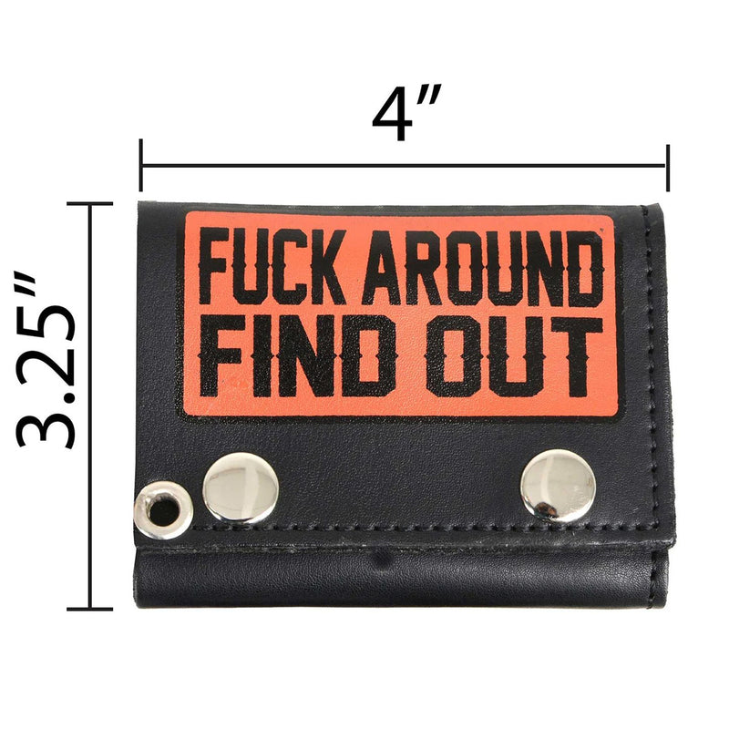 Men's 4” Leather “F.A.F.O.” Tri-Fold Biker Wallet w/ Anti-Theft Stainless Steel Chain