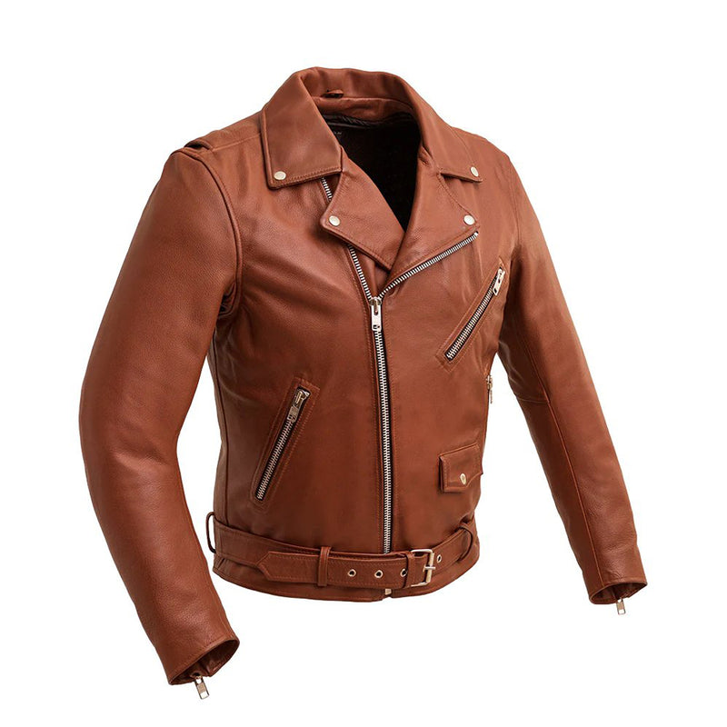 Fillmore Men's Motorcycle Leather Jacket - Whiskey