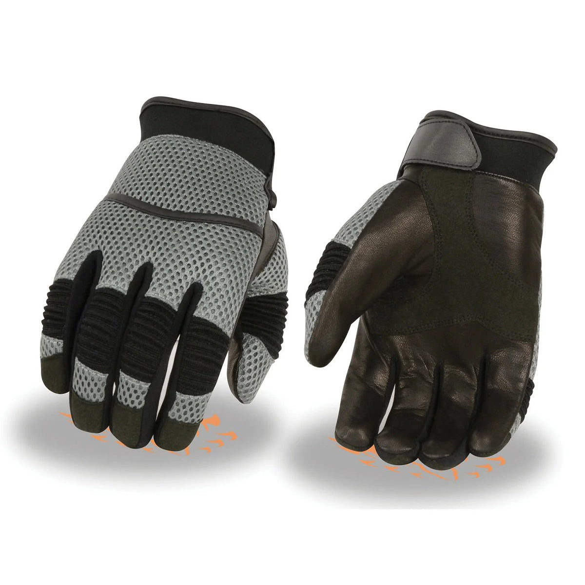Men's Black with Grey Mesh and Leather Racing Gloves