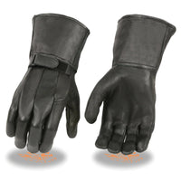 Men's Black Deerskin Leather Unlined Gauntlet Gloves