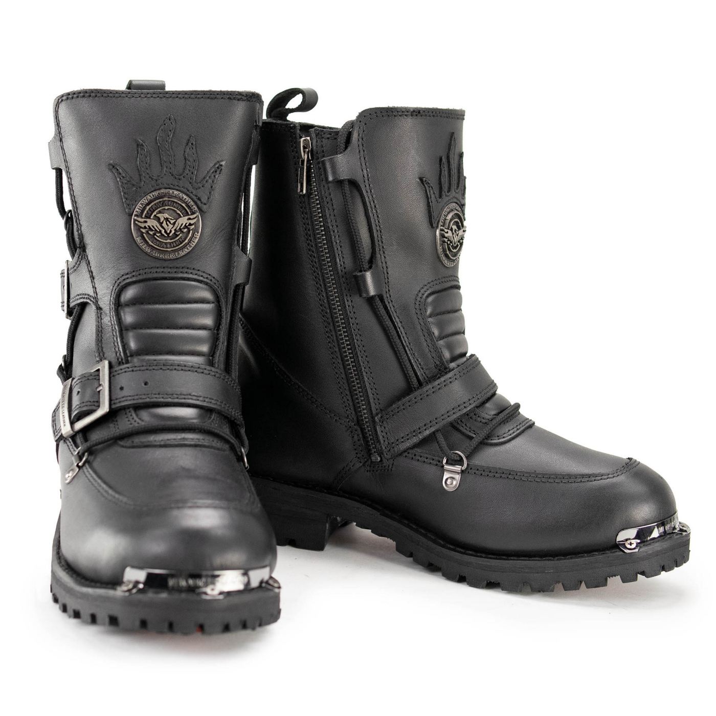 MBM9076 Tactical Logger Leather Boots with Buckle Enhancement Black