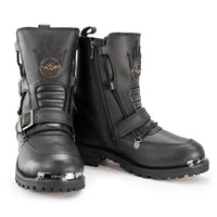 MBM9076 Tactical Logger Leather Boots with Buckle Enhancement Black