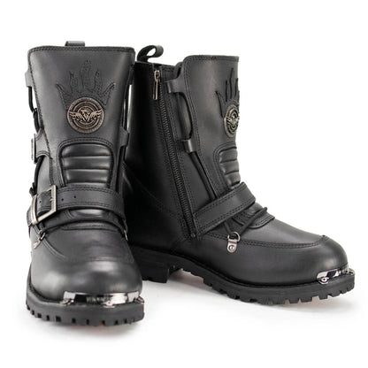 MBM9076 Tactical Logger Leather Boots with Buckle Enhancement Black