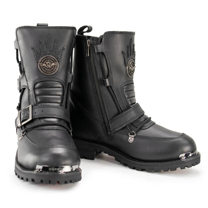 MBM9076 Tactical Logger Leather Boots with Buckle Enhancement Black