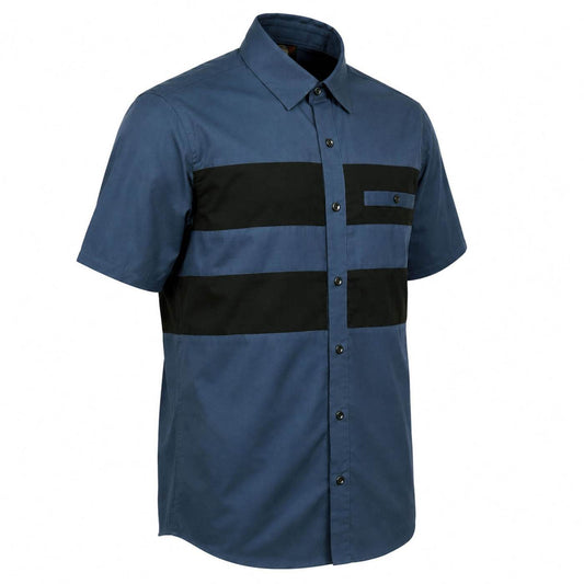 Men's Blue/Black Short Sleeve Mechanic Work Shirt With Single Pocket