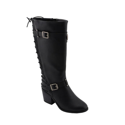 Womens Tall Black Back End Laced Riding Boots