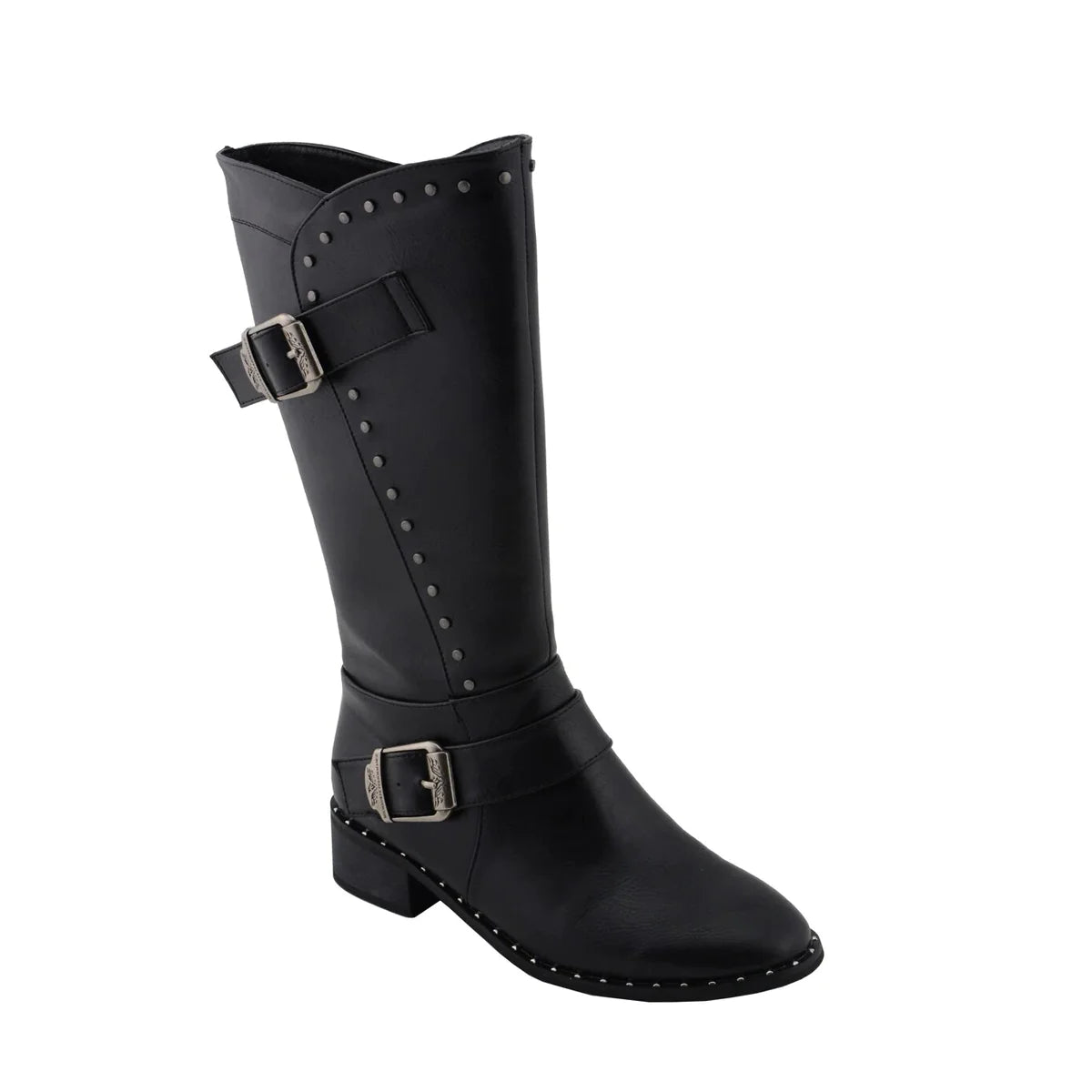 Womens Black Studded Boots with Studded Outsole