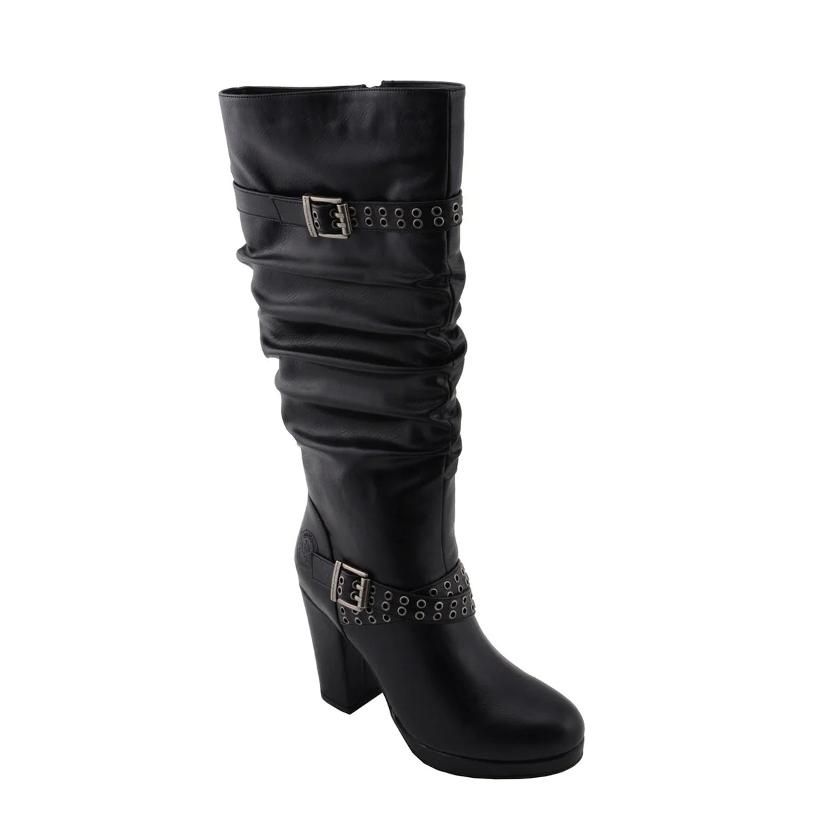 Womens Tall Black Platform Boots with Slouch Shaft