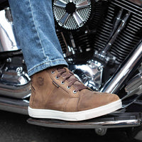 Waterproof Leather Motorcycle Riding Shoes Ankle Support Brown