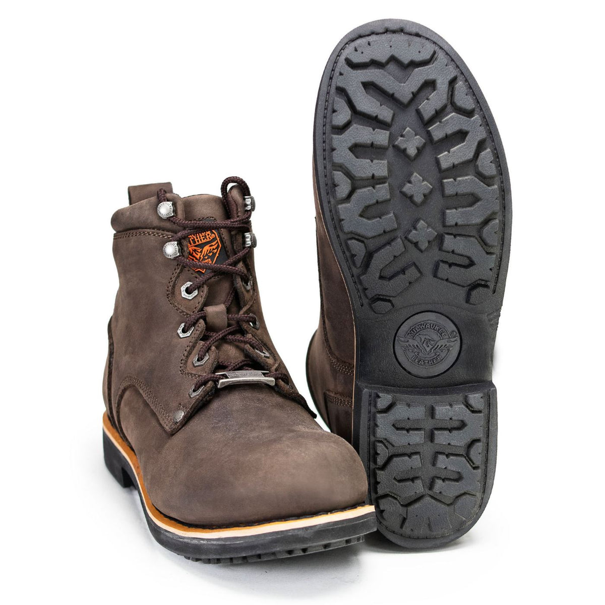 6-Inch Logger Motorcycle Boots, Dark Brown Leather, Lace-Up, Men's