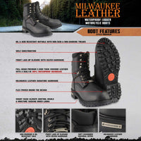 Men's 7-inch Lace to Toe Waterproof Leather Boots Black Wide Width