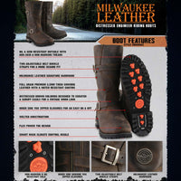 Classic Distressed Brown Leather Motorcycle Engineer Riding Biker Boots