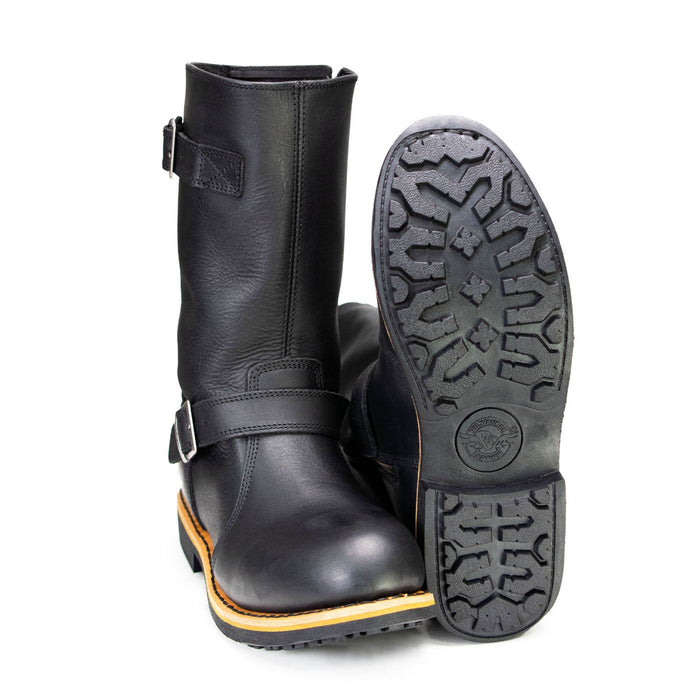 Antique Black Classic Engineer Motorcycle Riding Boots Men's