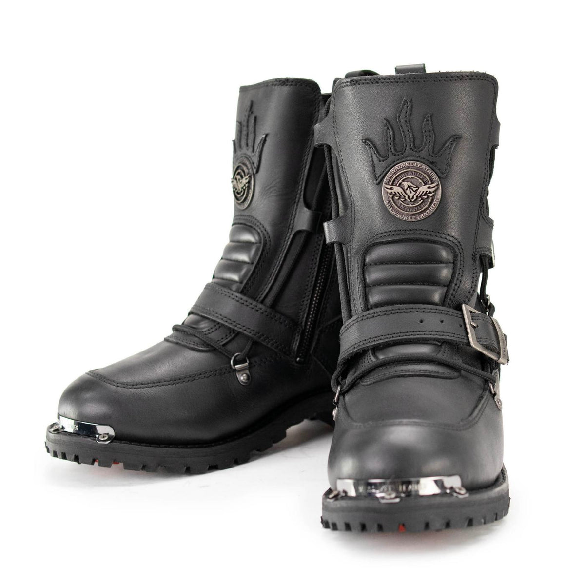 MBM9076 Tactical Logger Leather Boots with Buckle Enhancement Black