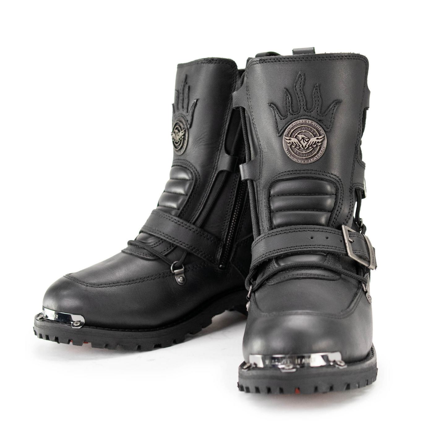 MBM9076 Tactical Logger Leather Boots with Buckle Enhancement Black