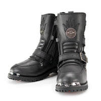 MBM9076 Tactical Logger Leather Boots with Buckle Enhancement Black