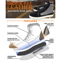 Black Suede and Canvas Casual Street Riding Shoes with Ankle Support