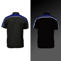 Men's Black and Blue Button Up Mechanic Shirt w/ Reflective Stripe