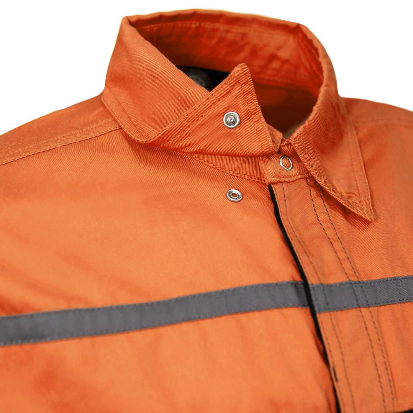 Men's Black Orange Grey Reflective Mechanic Work Shirt 50/50 Cotton Poly