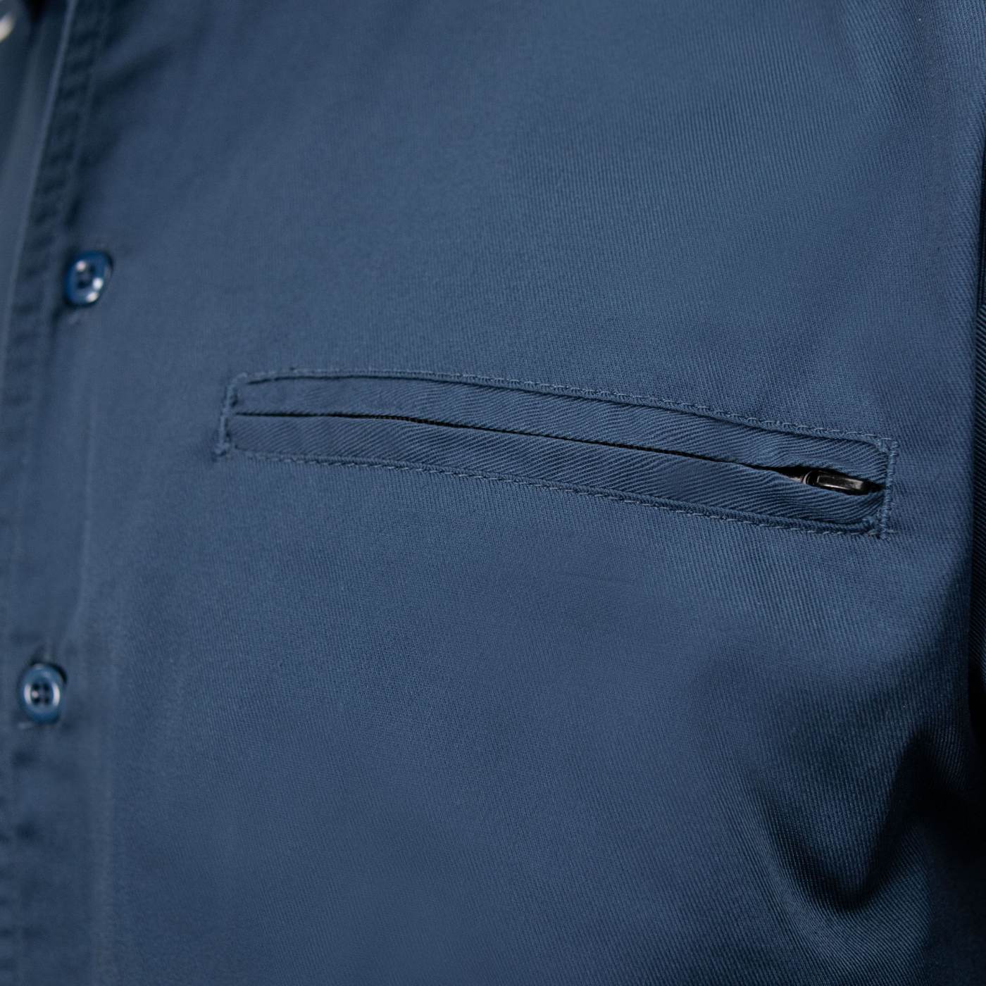 Men's Blue Pinstripe Short Sleeve Mechanic Work Shirt