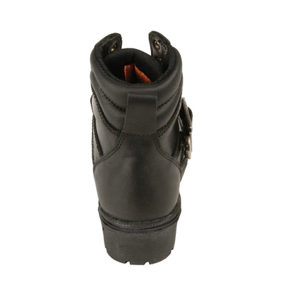 LADIES MOTORCYCLE SIDE BUCKLE PLAIN TOE BOOT