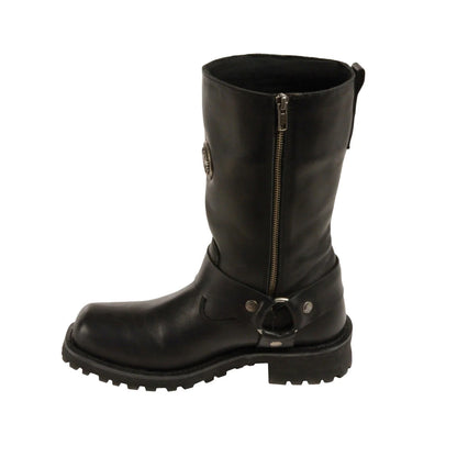 MEN'S WIDE MOTORCYCLE GENUINE WATERPROOF COW LEATHER 11 INCH LONG SQUARE BOOT