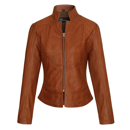 Ladies Premium Soft Lightweight Brown Fitted Leather Jacket