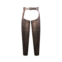 Mens Brown Leather Motorcycle Chaps Premium Cowhide Leather