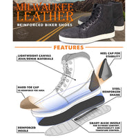 Men's Canvas Reinforced Motorcycle Casual Street Riding Shoes Black