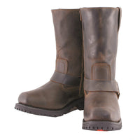 Classic 11-Inch Harness Motorcycle Boots Square Toe Dark Brown